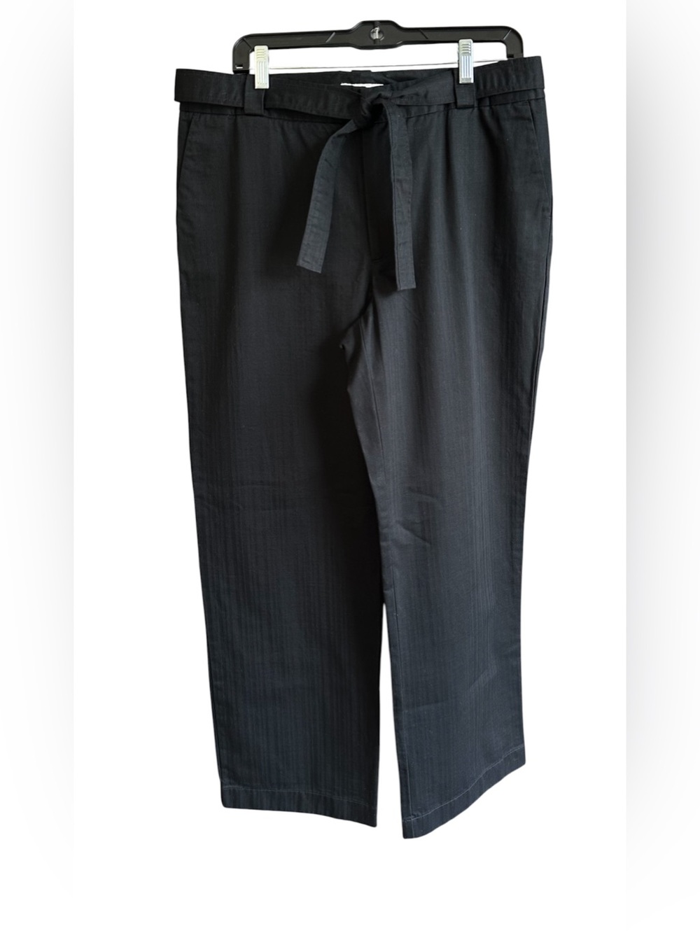 New NWT Covington Black Herringbone Wide Leg Belted Pants Women’s Size 14